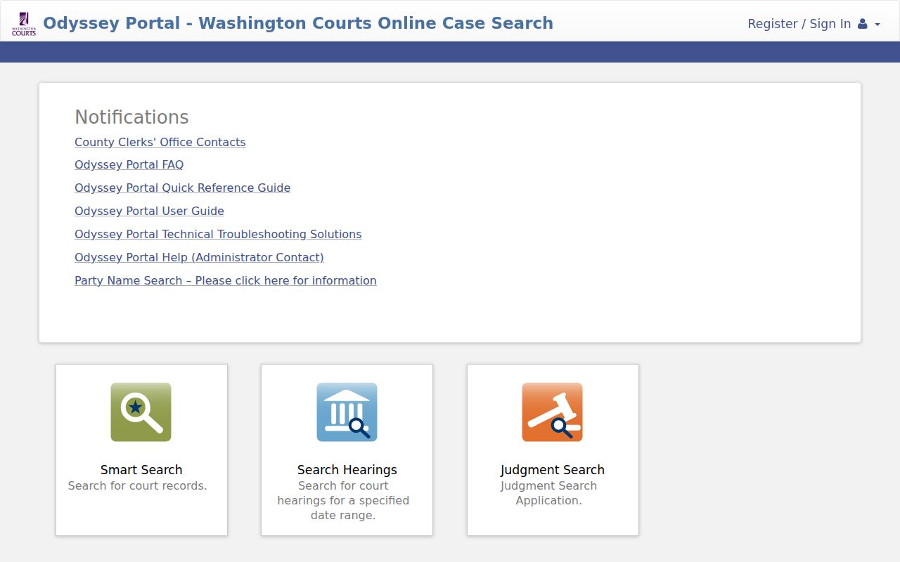 Clark County resident lookup in Odyssey court Smart Search